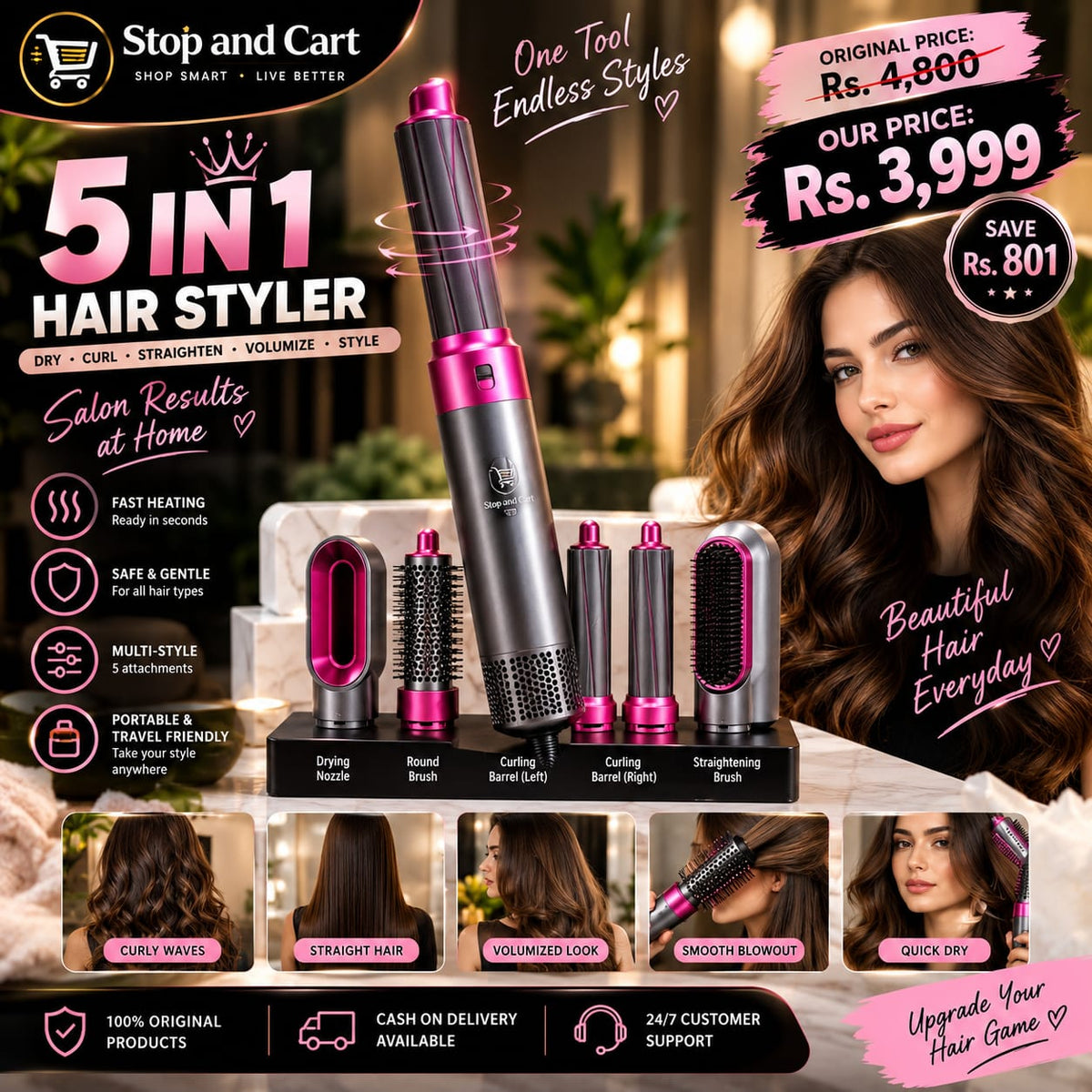 5-in-1 Hot Air Styler & Multi-Function Hair Styling Kit