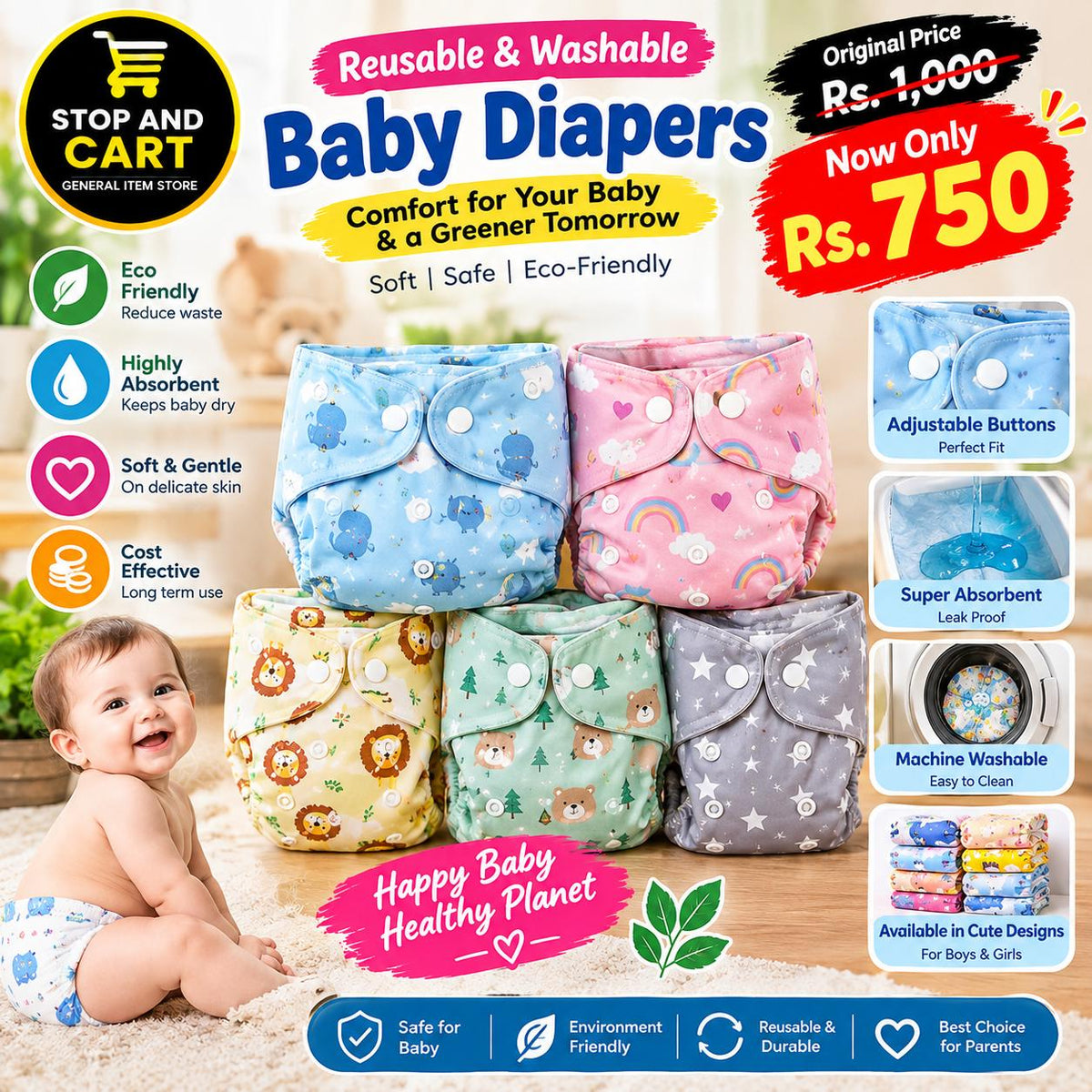 Reusable Baby Cloth Diaper